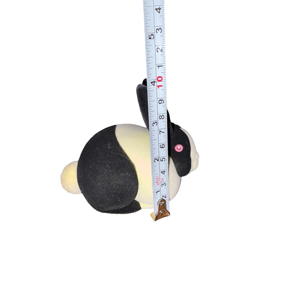 Vtg Dept 56 1990 Black White Tuxedo Bunny Bisque Ceramic fuzzy 3" tall - Picture 6 of 7